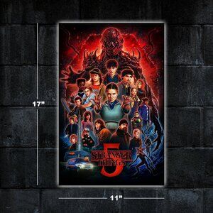 Stranger Things season 5 illustrated poster - 11x17 wall art print merch gift